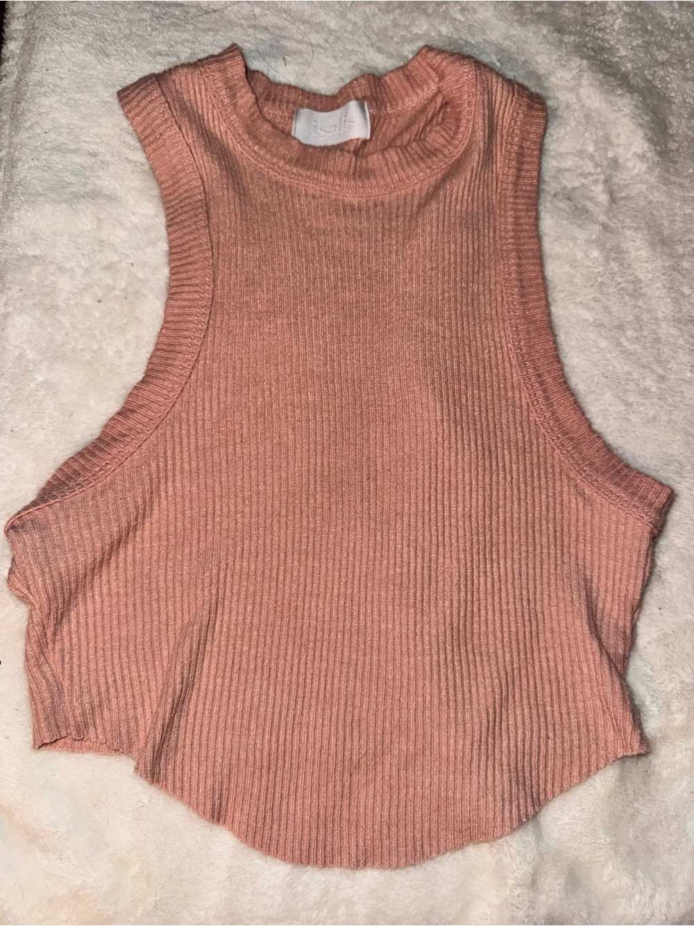 Isalis Blush Pink Ribbed Mock Neck Tank – Size M